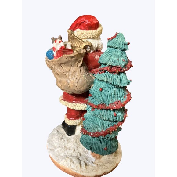 Youngs Christmas Santa Figurine With Deer and Tree - Picture 6 of 14